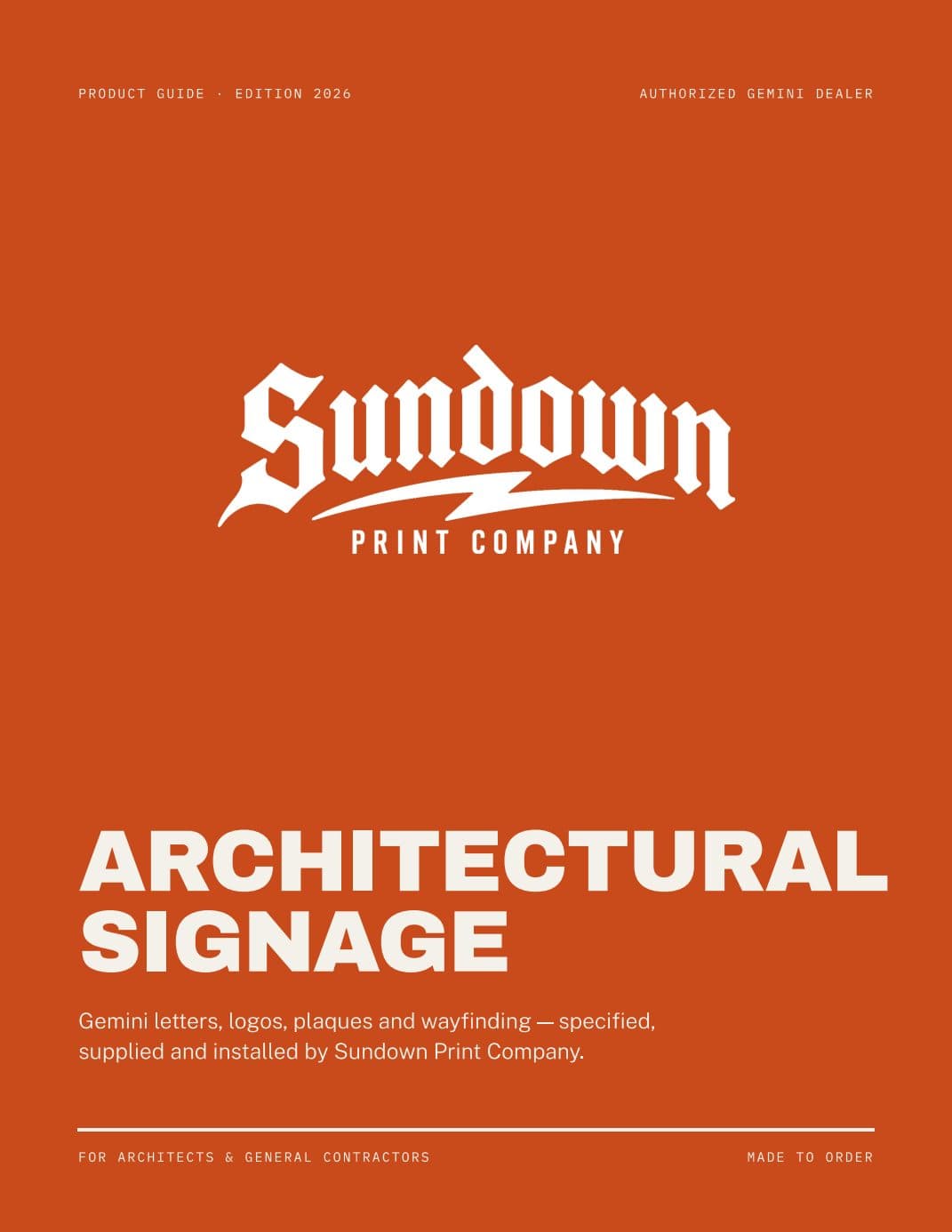 Cover of the Sundown Print Co. Product Guide · Edition 2026